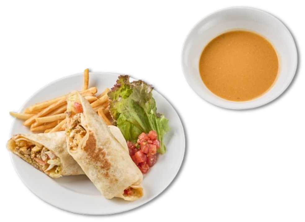 （B１） チキンケバブロールセット「豆サラダ」